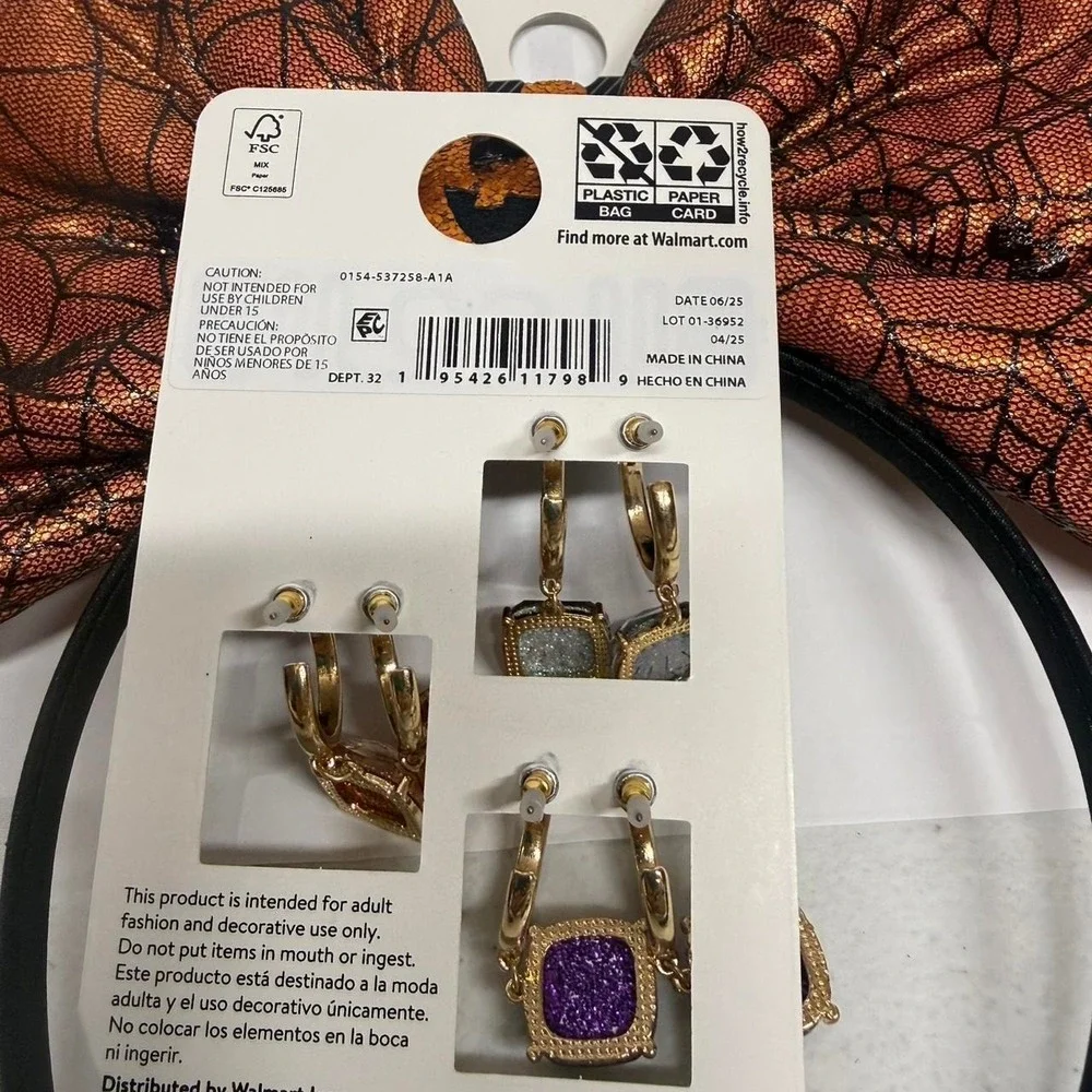 Halloween trio earrings set and large bow headband